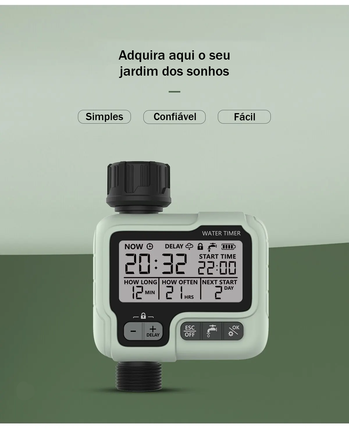 Temporizador de Água Inteligente para Jardim AquaTimer Pro Lojas Pacheco